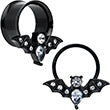 Load image into Gallery viewer, Clear Gem Black Bat Halloween Double Flare Tunnel Plug Set