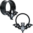 Load image into Gallery viewer, Clear Gem Black Bat Halloween Double Flare Tunnel Plug Set