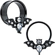 Load image into Gallery viewer, Clear Gem Black Bat Halloween Double Flare Tunnel Plug Set