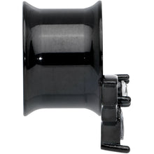 Load image into Gallery viewer, Clear Gem Black Bat Halloween Double Flare Tunnel Plug Set