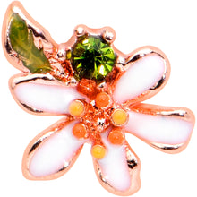 Load image into Gallery viewer, 16G 1/4 Green CZ Gem Rose Gold Tone Bold Flower Labret Tragus