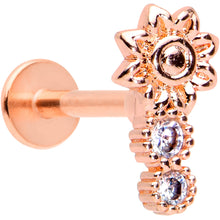 Load image into Gallery viewer, 16G 5/16 Clear CZ Gem Rose Gold Tone Lil Sun Labret Monroe Tragus
