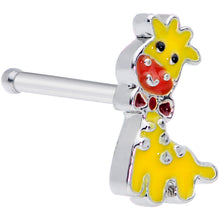 Load image into Gallery viewer, 20G 1/4 Bow Tie Yellow Red Giraffe Nose Bone