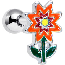 Load image into Gallery viewer, 16G 1/4 Red Orange Fanciful Flower Cartilage Tragus Earring