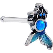 Load image into Gallery viewer, 20G 1/4 Blue Synthetic Opal Blue Tail Mermaid Nose Bone
