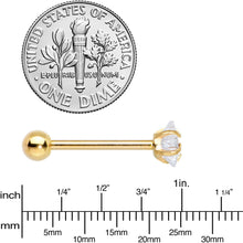 Load image into Gallery viewer, Clear CZ Gem Gold Tone Star Top Barbell Tongue Ring