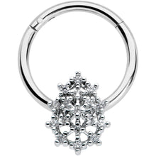 Load image into Gallery viewer, 16G 3/8 Clear CZ Gem Nubbly Textured Drop Hinged Segment Ring