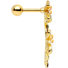 Load image into Gallery viewer, 16G 1/4 Green Gem Gold Tone Daisy Flower Cartilage Tragus Earring