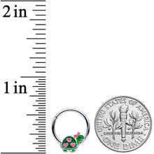 将图片加载到图库查看器,16G 3/8 Hearts Bow Pink Green Pretty Turtle Hinged Segment Ring