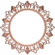 Load image into Gallery viewer, Brown Gem Rose Gold Tone Floral Edge Screw Fit Tunnel Plug Set