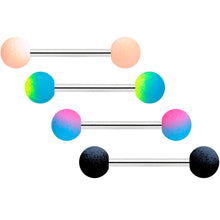 将图片加载到图库查看器,Black Peach Blue Pink Ombre Soft Finish Barbell Tongue Ring Set of 4
