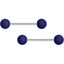 将图片加载到图库查看器,14G 9/16 Navy Blue Soft Finish Barbell Nipple Ring Set