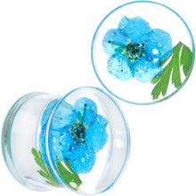 将图片加载到图库查看器,Clear Acrylic Color Pressed Flowers Double Flare Plug Set