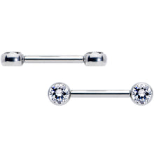 将图片加载到图库查看器,14G 1/2 Clear CZ Gem G23 Titanium Threadless Nipple Ring Set