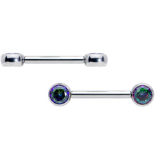 将图片加载到图库查看器,14G 1/2 Vitrail CZ Gem G23 Titanium Threadless Nipple Ring Set