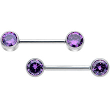 将图片加载到图库查看器,14G 9/16 Purple CZ Gem G23 Titanium Threadless Nipple Ring Set