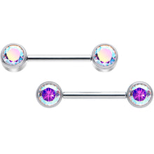 将图片加载到图库查看器,14G 9/16 Aurora CZ Gem G23 Titanium Threadless Nipple Ring Set