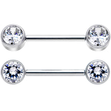 将图片加载到图库查看器,14G 9/16 Clear CZ Gem G23 Titanium Threadless Nipple Ring Set