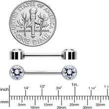 将图片加载到图库查看器,14G 9/16 Clear CZ Gem G23 Titanium Threadless Nipple Ring Set