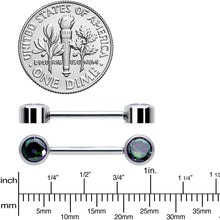 Load image into Gallery viewer, 14G 9/16 Vitrail CZ Gem G23 Titanium Threadless Nipple Ring Set