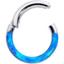 Load image into Gallery viewer, 16G 1/4 Blue Synthetic Opal Implant Grade Titanium Segment Ring