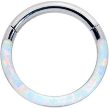 将图片加载到图库查看器,16G 5/16 White Synthetic Opal Implant Grade Titanium Segment Ring