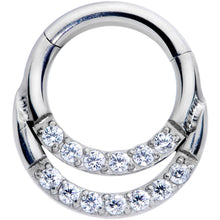 Load image into Gallery viewer, 16G 1/4 Clear CZ Gem G23 Titanium Double Row Cartilage Clicker