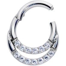 Load image into Gallery viewer, 16G 1/4 Clear CZ Gem G23 Titanium Double Row Cartilage Clicker