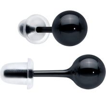 将图片加载到图库查看器,6mm Black Ceramic Ball Stud Earrings 18G