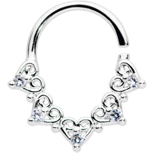 Load image into Gallery viewer, 18G 5/16 Clear CZ Gem Heart Filigree Cartilage Closure Ring