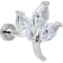 将图片加载到图库查看器,16G 1/4 Clear CZ Gem Leaves Internally Threaded Labret Tragus