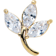 Load image into Gallery viewer, 16G 1/4 Clear CZ Gem Gold Tone Leaves Internal Thread Labret