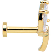 Load image into Gallery viewer, 16G 1/4 Clear CZ Gem Gold Tone Leaves Internal Thread Labret