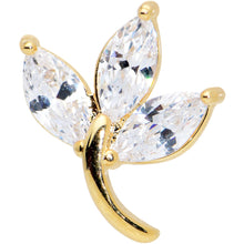 Load image into Gallery viewer, 16G 5/16 Clear CZ Gem Gold Tone Leaves Internally Threaded Labret