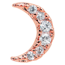 将图片加载到图库查看器,16G 1/4 Clear CZ Gem Rose Gold Tone Moon Internal Thread Labret