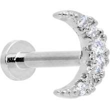 Load image into Gallery viewer, 16G 5/16 Clear CZ Gem Crescent Moon Internal Thread Labret Tragus
