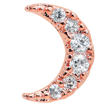Load image into Gallery viewer, 16G 5/16 Clear CZ Gem Rose Gold Tone Moon Internal Thread Labret