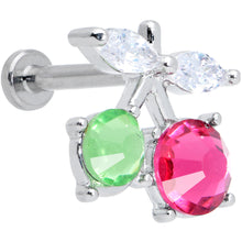 Load image into Gallery viewer, 16G 5/16 Red Green CZ Gem Internal Thread Cherries Labret Tragus