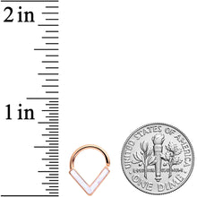 将图片加载到图库查看器,16G 5/16 White Faux Opal Rose Gold Tone Chevron Closure Ring