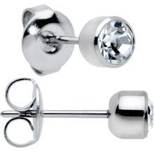 Load image into Gallery viewer, 5mm Cubic Zirconia Bezel G23 Titanium Post Stud Earrings