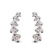Load image into Gallery viewer, 10K White Gold 1/10 Cttw Diamond Journey Style Climber Stud Earrings (H-I Color, I1-I2 Clarity)