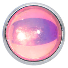 Load image into Gallery viewer, 16G 1/4 Pink Faux Opal Internally Threaded Labret Monroe Tragus