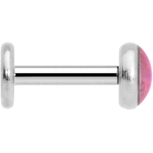 Load image into Gallery viewer, 16G 1/4 Pink Faux Opal Internally Threaded Labret Monroe Tragus