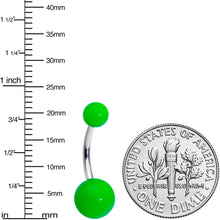 Load image into Gallery viewer, G23 Titanium Gorgeous Green UV Glow Belly Ring