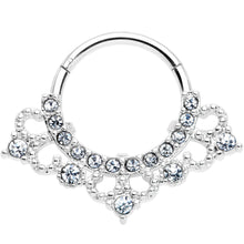 将图片加载到图库查看器,16G 3/8 Clear Gem Tiny Tiara Hinged Segment Ring