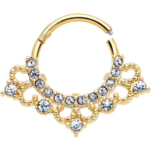 将图片加载到图库查看器,16G 3/8 Clear Gem Gold Tone Tiny Tiara Hinged Segment Ring