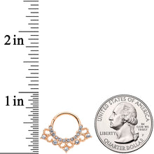 将图片加载到图库查看器,16G 3/8 Clear Gem Rose Gold Tone Tiny Tiara Hinged Segment Ring