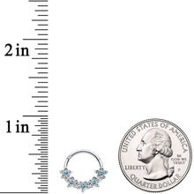 Load image into Gallery viewer, 16G 3/8 Blue Gem Foxy Floral Hinged Segment Ring