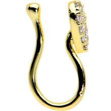 Load image into Gallery viewer, Clear CZ Gem Gold Tone Paved Heart Clip On Fake Nose Ring