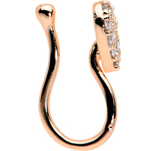 Load image into Gallery viewer, Clear CZ Gem Rose Gold Tone Paved Heart Clip On Fake Nose Ring